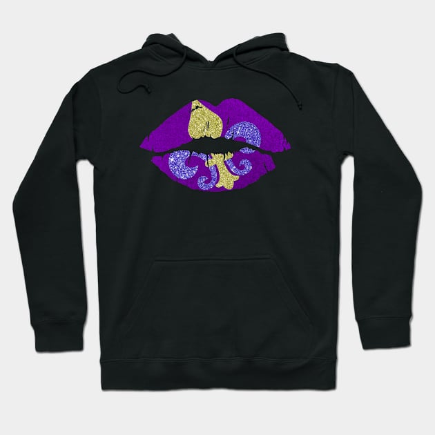 Mardi Gras Carnival Costume Purple Gifts Lips Mardi Gras Hoodie by dounjdesigner